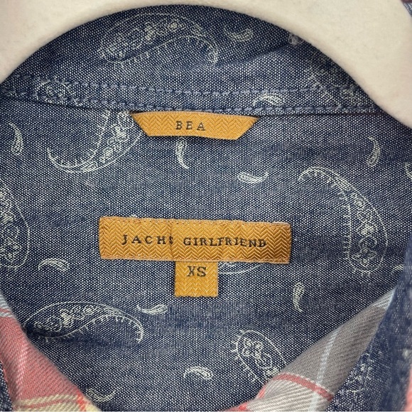 Jachs Girlfriend Plaid Pearl Snap Bea Shirt Sz XS Red gray - Picture 2 of 5